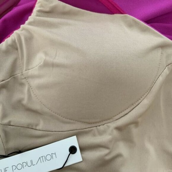 Dress the Population Mini Dress Pink Illusion Mesh Inserts L - Picture 9 of 10